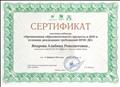 Сертификат удостоверяющий участие в вебинаре "Организация образовательного процесса в ДОО в условиях реализации требований ФГОС ДО"